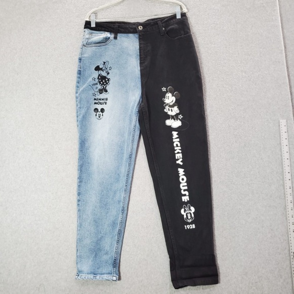Disney Women Jeans 13 Blue Denim Colorblock Mom High Rise Minnie‎ Inseam 27"